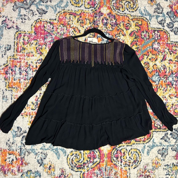 Savannah Jane | Black Embroidered Top Long Sleeve Small - Picture 4 of 5